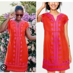 Boden Bea Embroidered Linen Dress size UK 10R US 6R